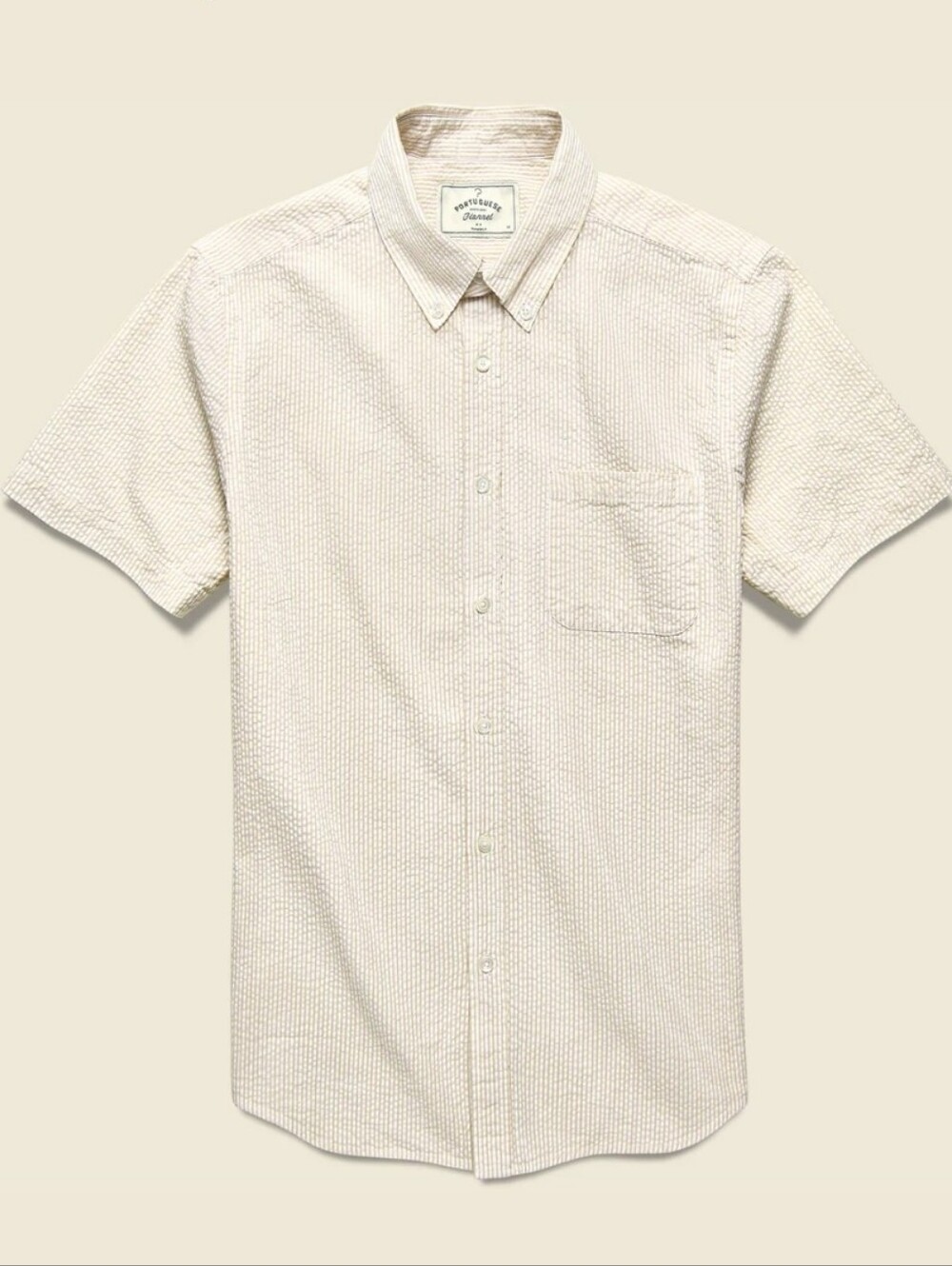 Portuguese Flannel Striped Atlantico Seersucker Shirt In Sand